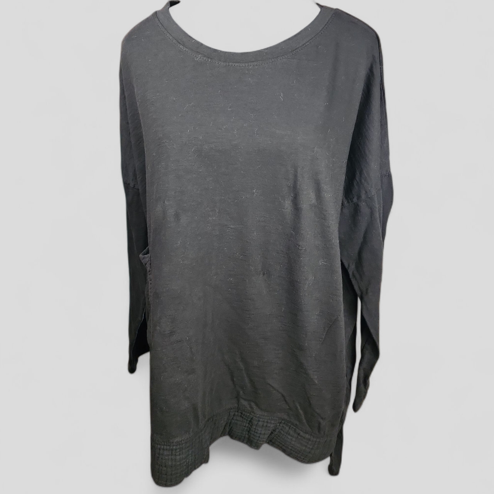 MARISIMA | Women's Black High Low Oversized Tunic Lagenlook Minimalist Top | S/M
